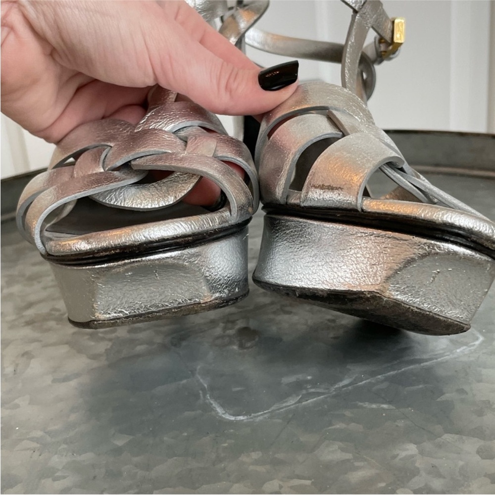 Yves Saint Laurent Silver Strappy Heels - Picture 3 of 4